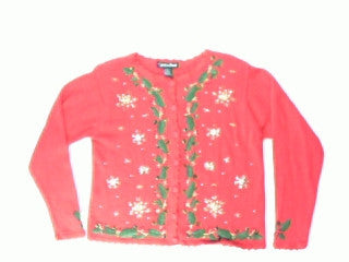 Snowflakes Falling On Holly-Small Christmas Sweater