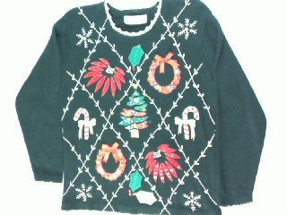 Holiday Trimmed In Gold- Small Christmas Sweater