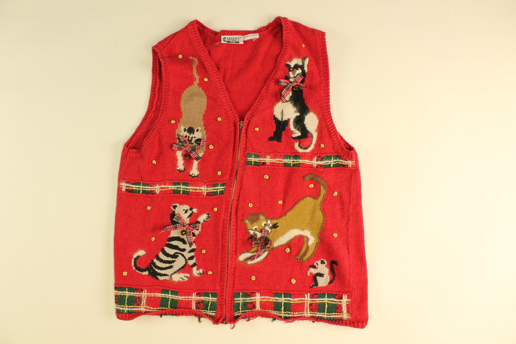 Holiday Bells and Cats- X Small Christmas Sweater