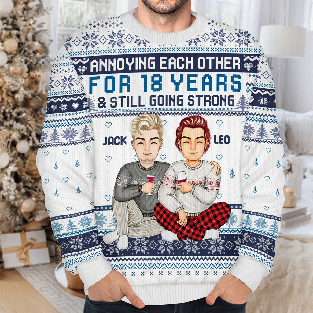 Annoying Each Other For And Still Going Strong - Christmas Gift For Couple, Spouse, Husband, Wife - Personalized Unisex Ugly Sweater