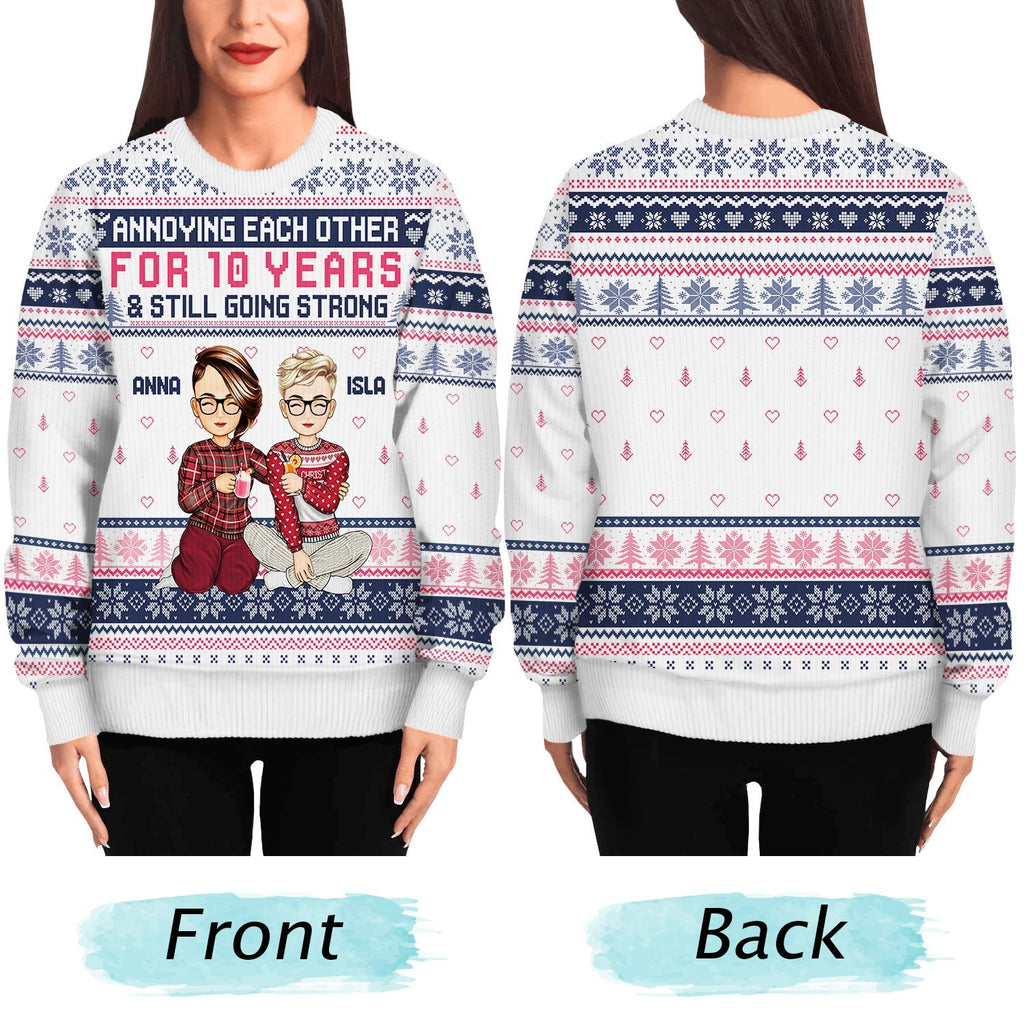 Annoying Each Other For And Still Going Strong - Christmas Gift For Couple, Spouse, Husband, Wife - Personalized Unisex Ugly Sweater