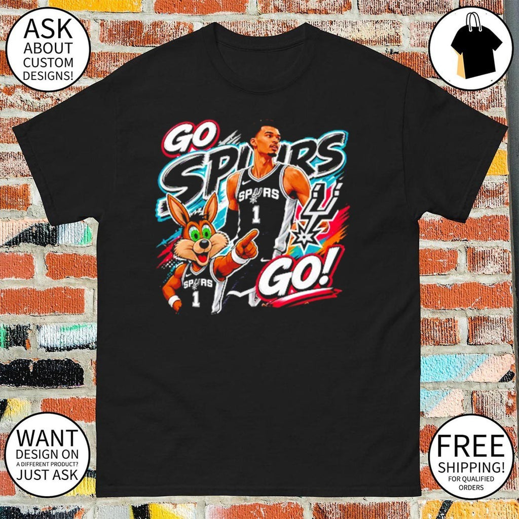 Victor Wembanyama San Antonio Spurs mascot Go Spurs Go basketball team shirt