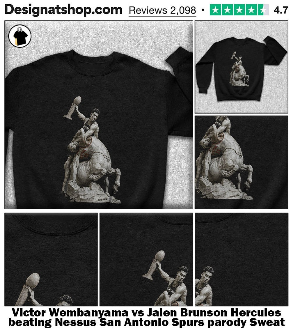 Victor Wembanyama vs Jalen Brunson Hercules beating Nessus San Antonio Spurs parody shirt