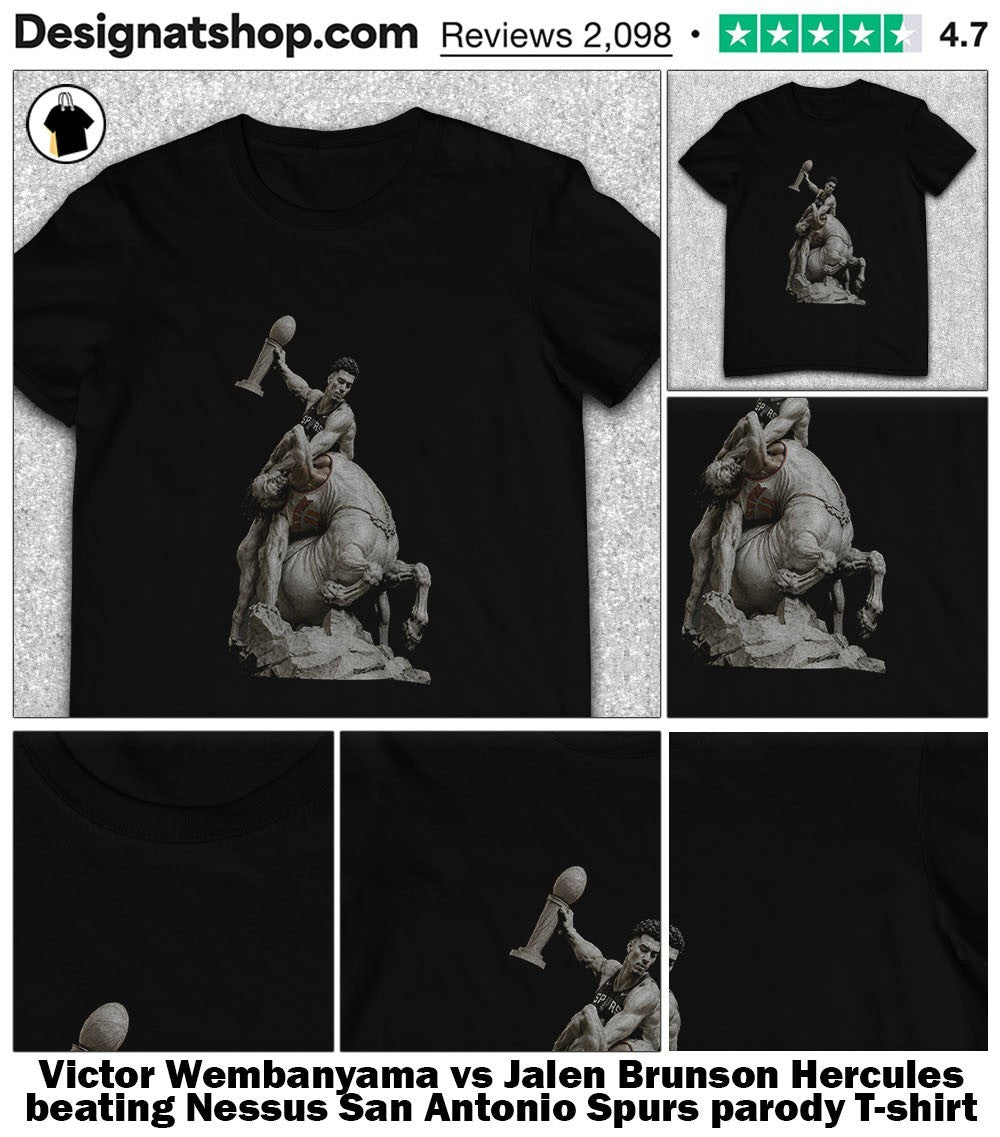 Victor Wembanyama vs Jalen Brunson Hercules beating Nessus San Antonio Spurs parody shirt