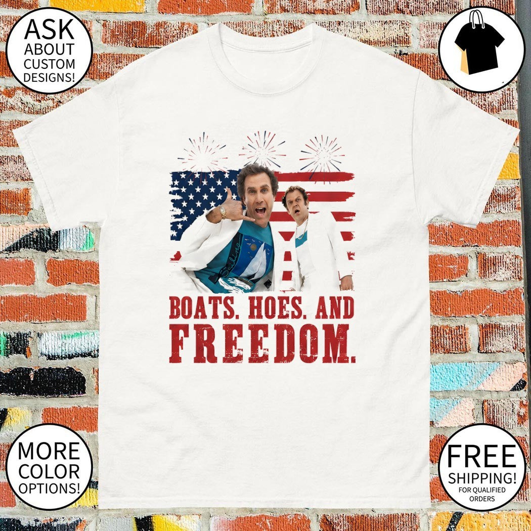 Will Ferrell John C Reilly Step Brothers Boats Hoes and Freedom American flag shirt
