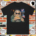 Wizard in sunglasses holds chili dog and American flag on a Patriotic 4th of July shirt