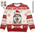 Custom Photo Funny Pet Face Best Dog Mom Ever - Christmas Gift, Gift For Dog Lovers, Dog Mom, Dog Dad, Pet Lovers - Personalized Unisex Ugly Sweater