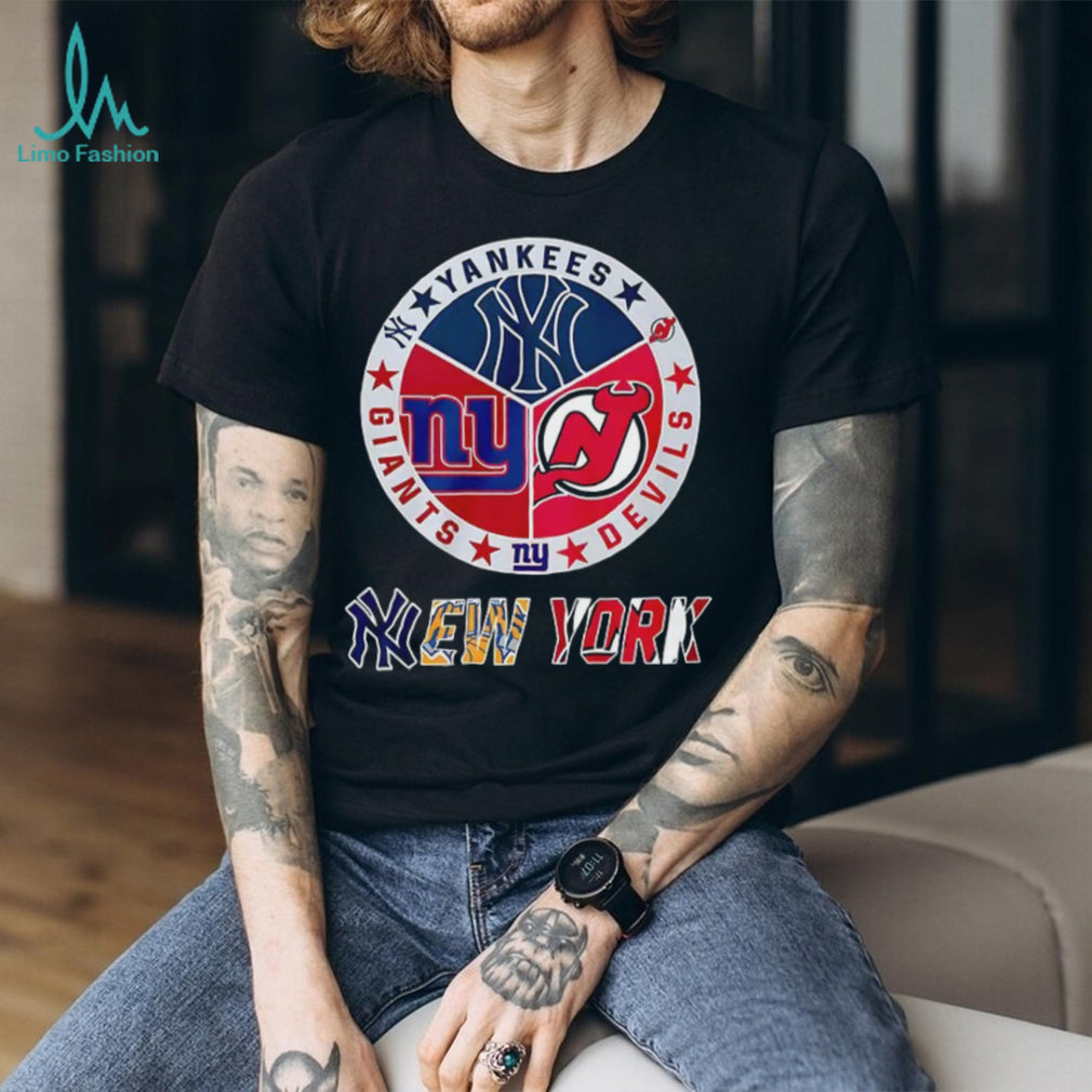 Yankees Giants Devils New York sports team logos shirt