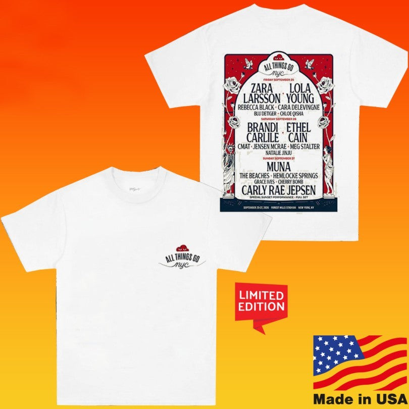 All Things Go Music Festival 2026 At Forest Hills Stadium In New York Ny On September 25-27 2026 Line Up T-shirt