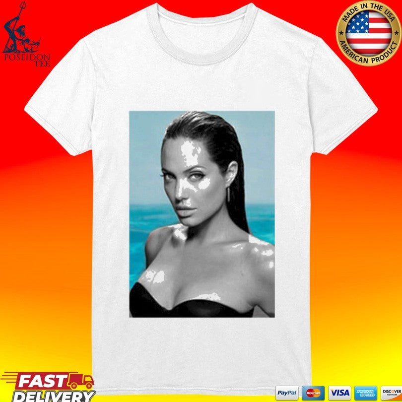 Angelina Jolie Beach Blue T-shirt