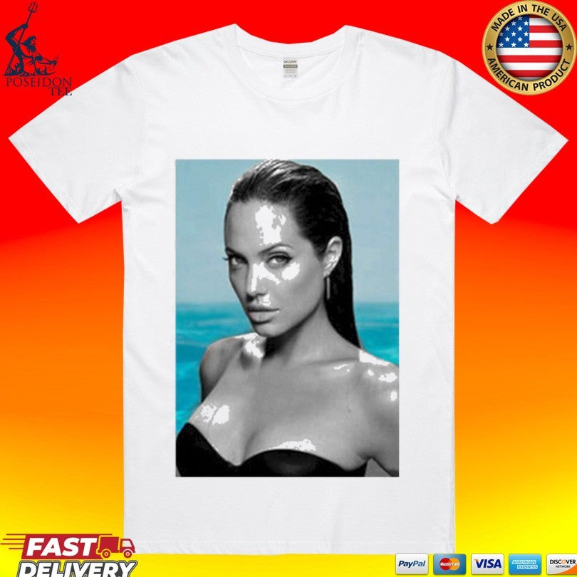 Angelina Jolie Beach Blue T-shirt