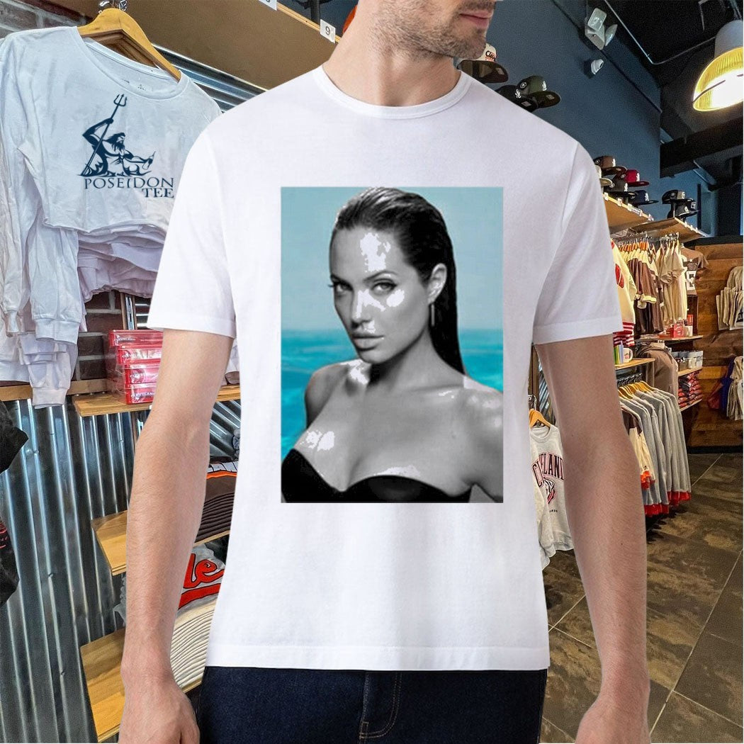 Angelina Jolie Beach Blue T-shirt