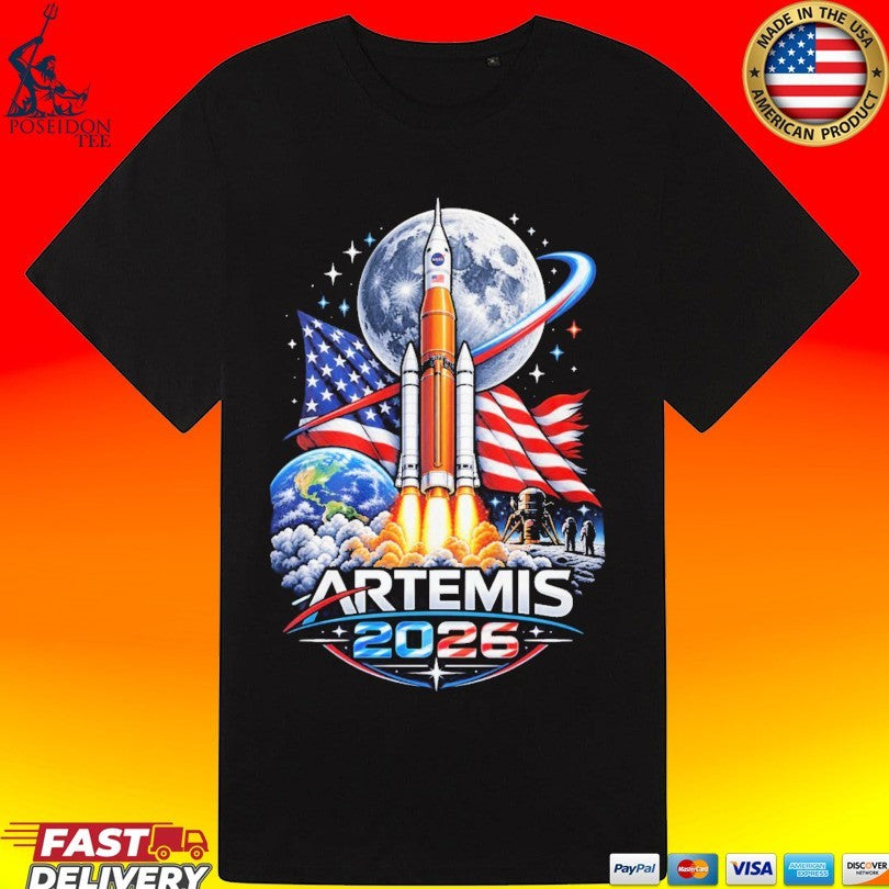 Artemis 2026 American Rocket Launch To The Moon Landing T-shirt