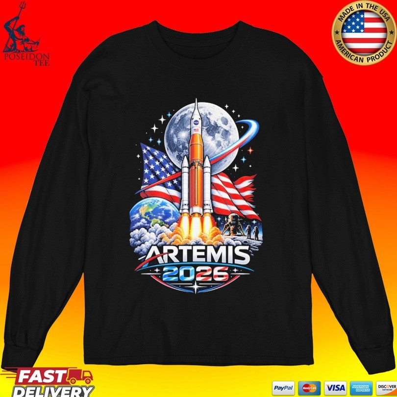 Artemis 2026 American Rocket Launch To The Moon Landing T-shirt