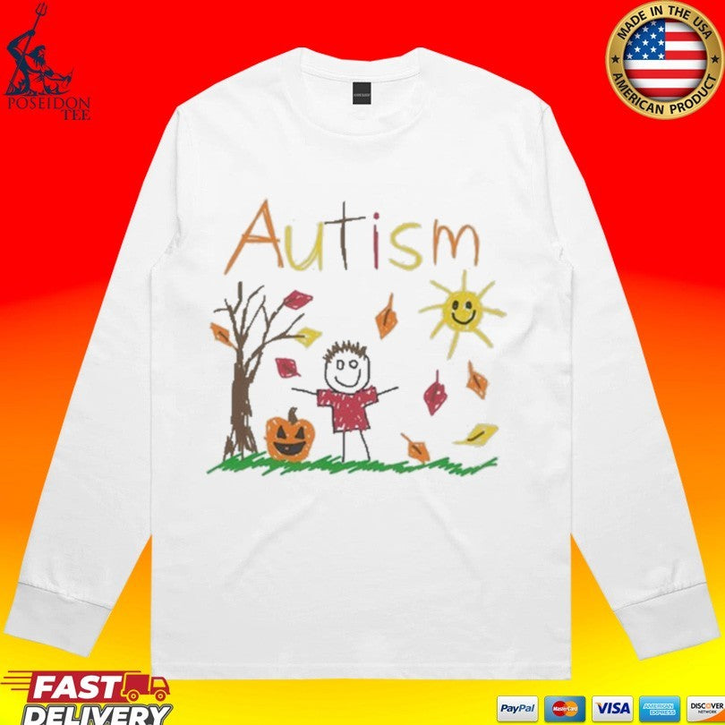 Autism Awareness Fall Season Drawing Autumn T-shirt