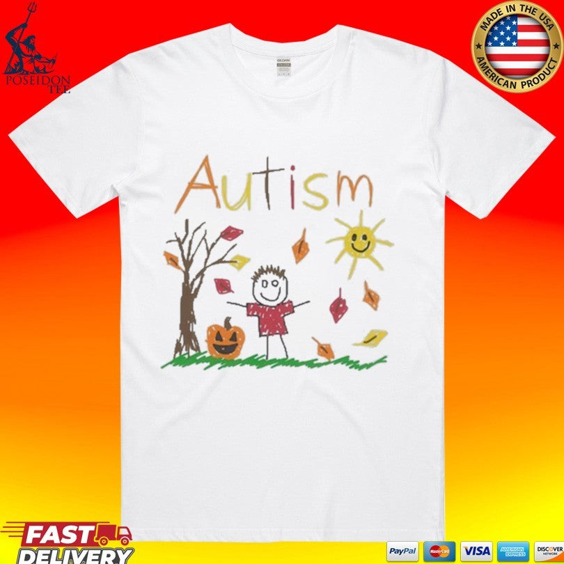 Autism Awareness Fall Season Drawing Autumn T-shirt