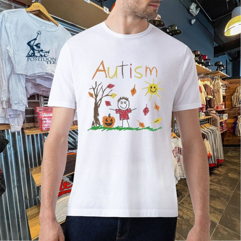 Autism Awareness Fall Season Drawing Autumn T-shirt