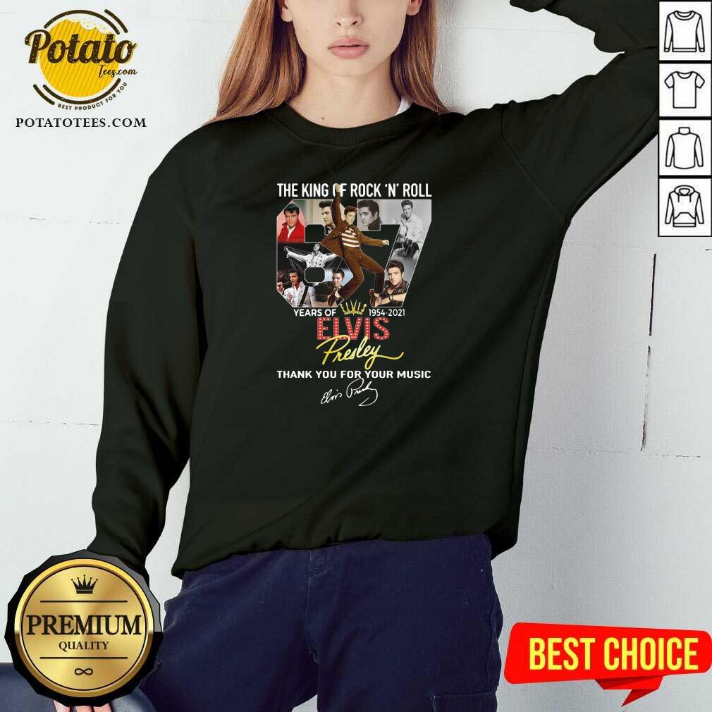 Awesome The King Of Rock N Roll 67 Years Of Elvis Thank You For Your Music Signatures Shirt