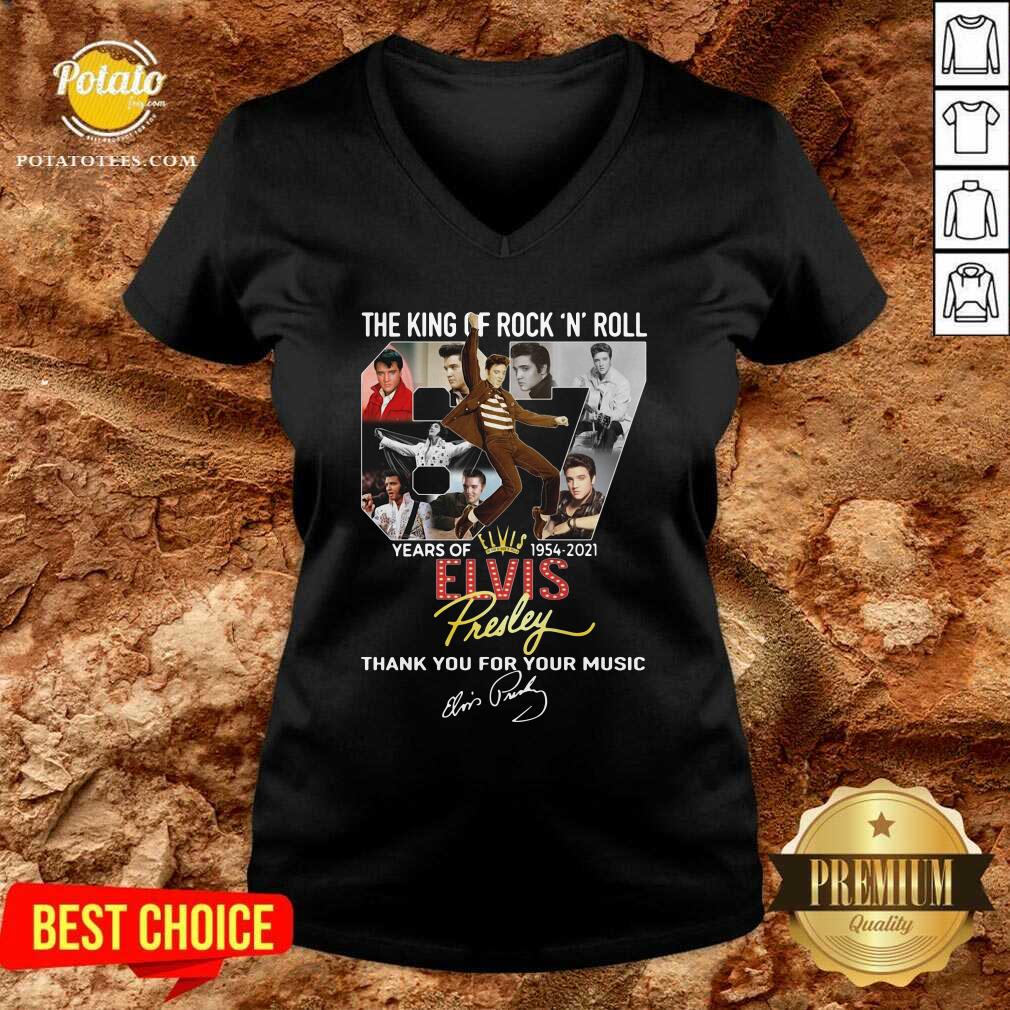 Awesome The King Of Rock N Roll 67 Years Of Elvis Thank You For Your Music Signatures Shirt