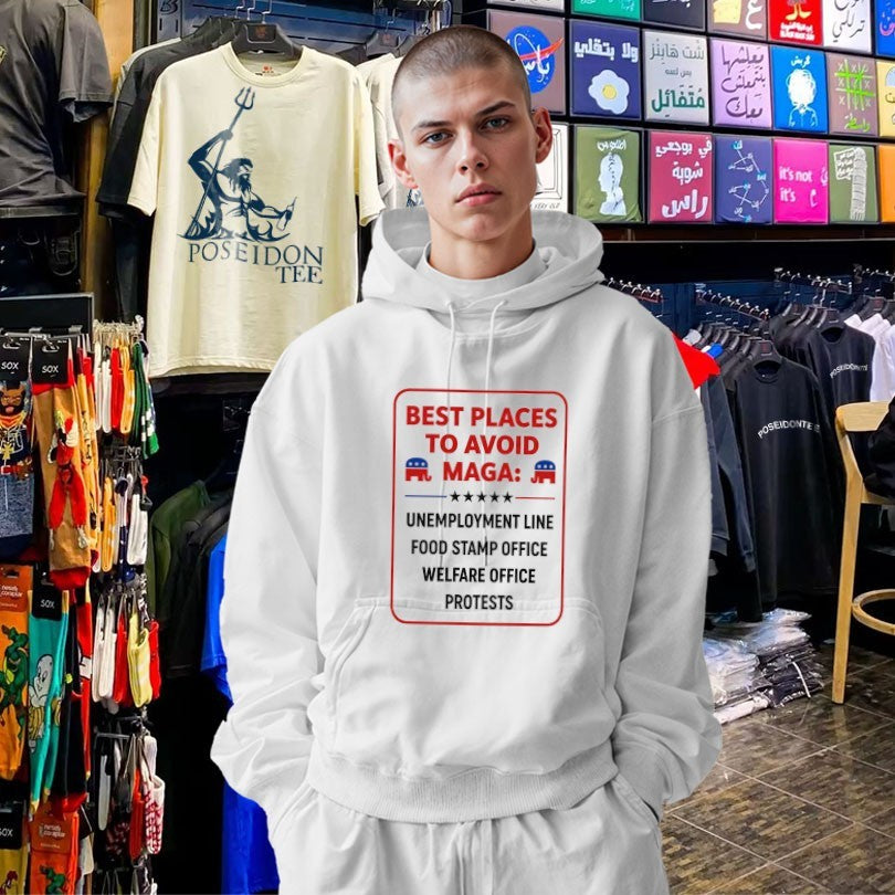 Places To Avoid Maga Unemployment Line Food Stamp Office Welfare Office Protests T-shirt