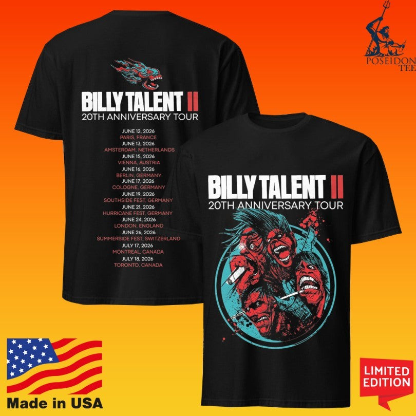 Billy Talent 20th Anniversary Tour 2026 T-shirt