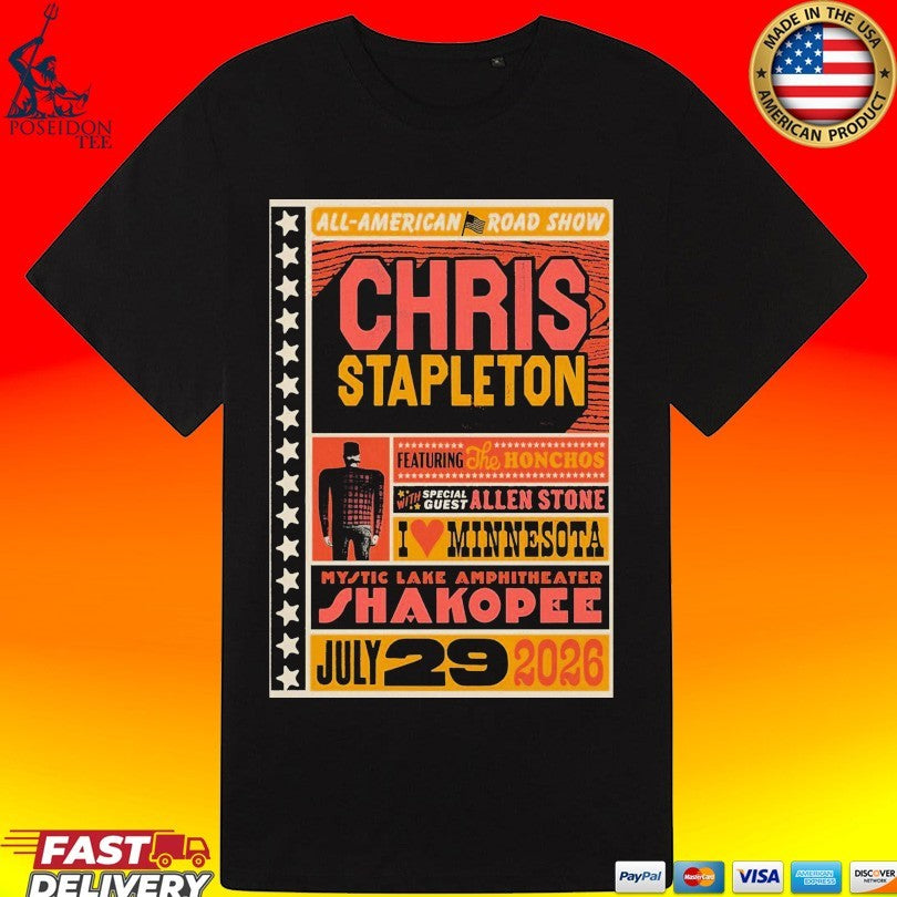 Chris Stapleton Featuring The Honchos With Special Guest Allen Stone Mystic Lake Amphitheater Shakopee July 29th 2026 T-shirt