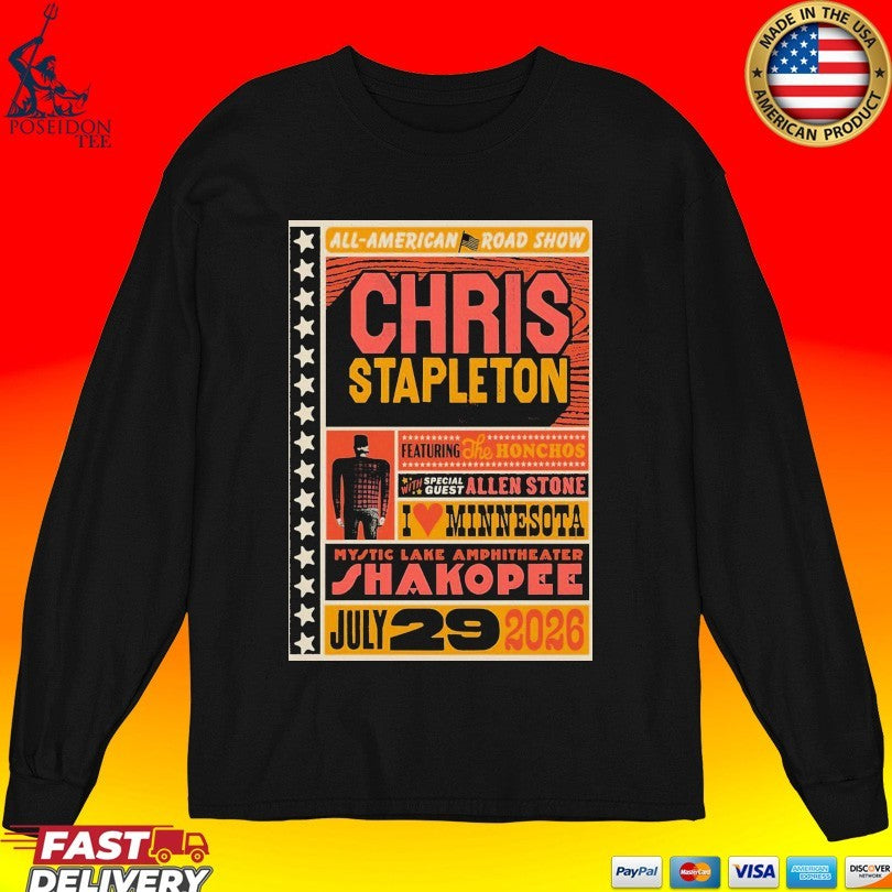Chris Stapleton Featuring The Honchos With Special Guest Allen Stone Mystic Lake Amphitheater Shakopee July 29th 2026 T-shirt