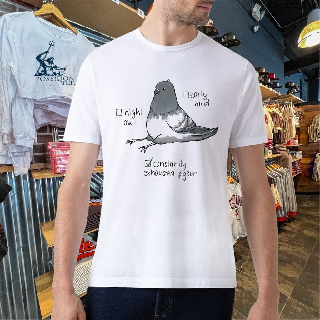 Constantly Exhausted Pigeon Night Owl Early Bird Meme T-shirt