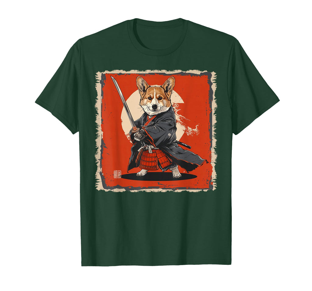 Pembroke Corgi Dog Japanese Art Samurai Ukiyo-E Unisex T-shirt, Sweatshirt, Hoodie (1)