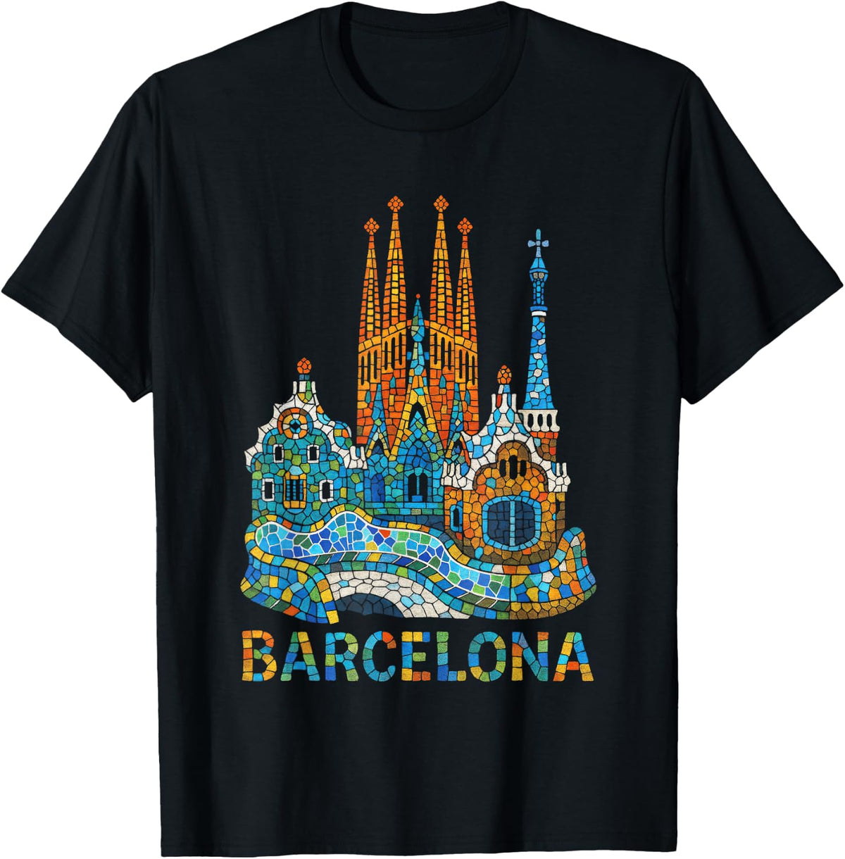 Barcelona Gaud Mosaic Architecture Art Unisex T-shirt, Sweatshirt, Hoodie (1)