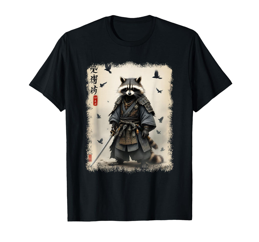 Samurai Raccoon Japanese Warrior Art Vintage Anime Unisex T-shirt, Sweatshirt, Hoodie (1)