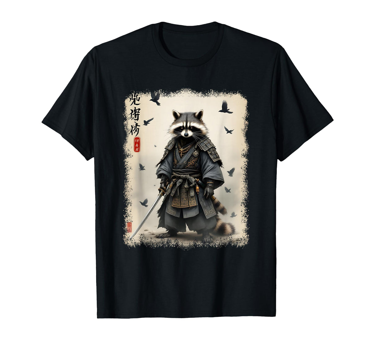 Samurai Raccoon Japanese Warrior Art Vintage Anime Unisex T-shirt, Sweatshirt, Hoodie (1)