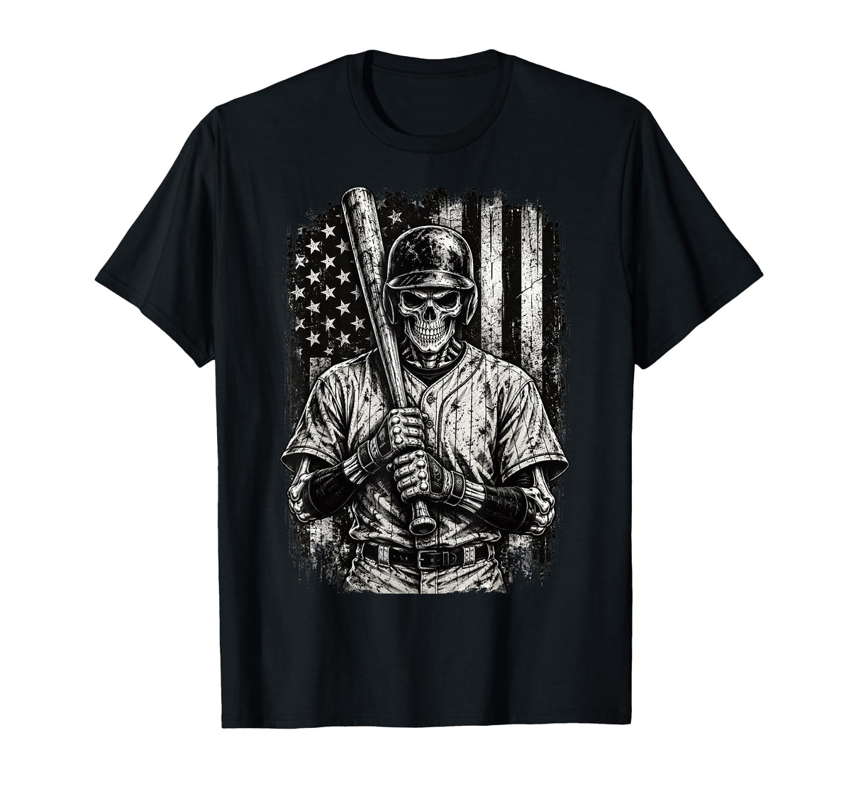 Spooky Halloween Baseball Skeleton Usa Flag Teens Unisex T-shirt, Sweatshirt, Hoodie (1)