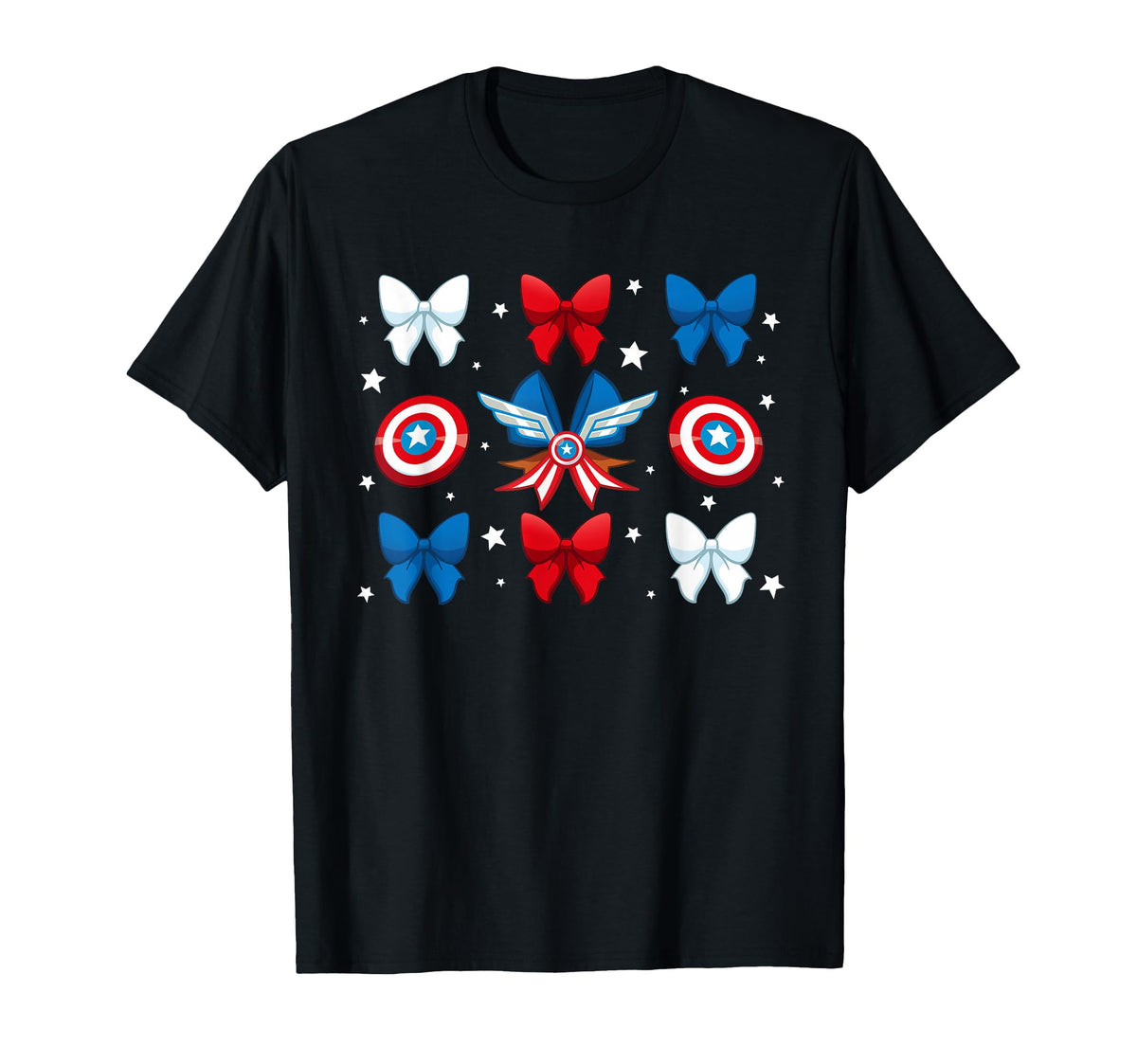 Super Heroes Captain America Coquette Bows Americana Unisex T-shirt, Sweatshirt, Hoodie (1)