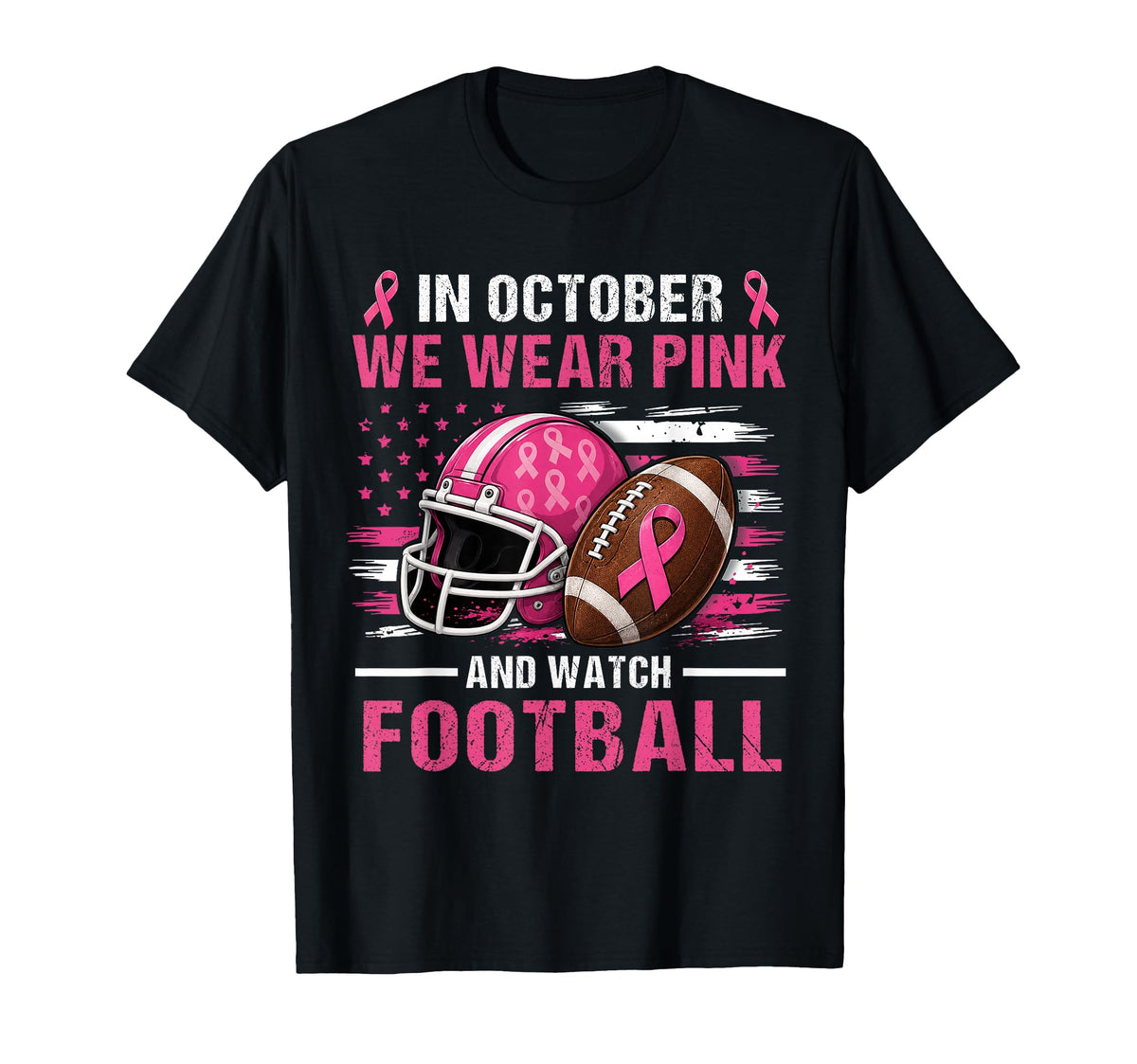 October Pink Breast Cancer Flag Football Unisex T-shirt, Sweatshirt, Hoodie (1)