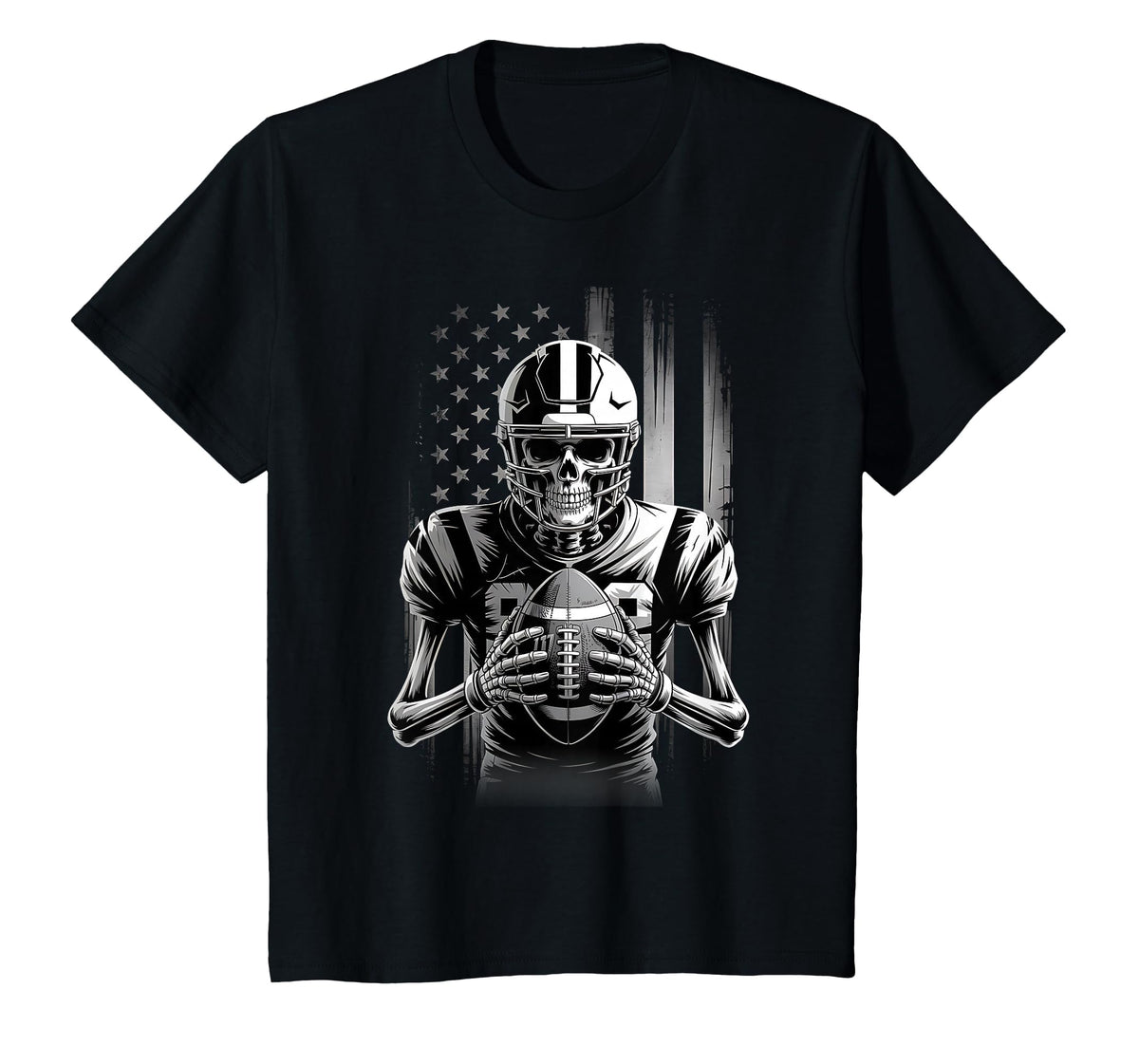 American Football Skeleton Usa Flag Halloween Teens Unisex T-shirt, Sweatshirt, Hoodie (1)