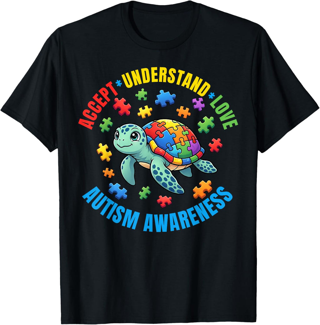 Accept Understand Turtle Autism Awareness Unisex T-shirt, Sweatshirt, Hoodie (1)