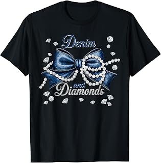 Denim Diamonds Bow Western Cowgirl Ladies Unisex T-shirt, Sweatshirt, Hoodie (1)