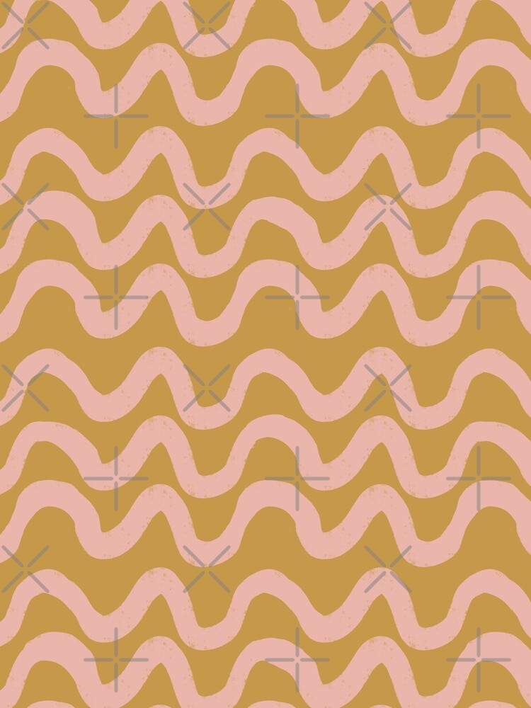 Boho Mid Mod Wiggly Lines Yellow Mustard by susycosta
