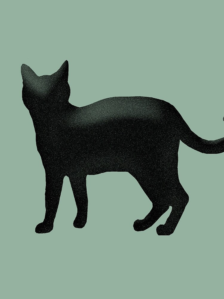 Cat silhouette on Green. by AnchorArt