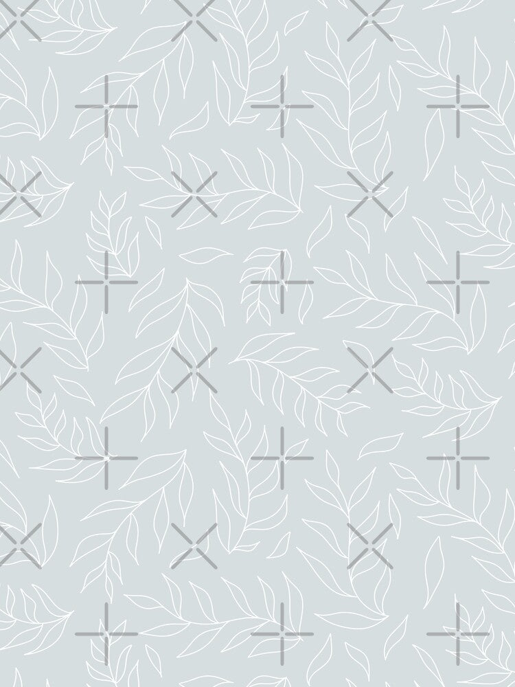 Minimalist leaf outline pattern on grey by Fern and Quill