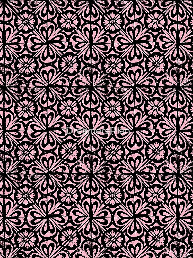 Retro Pattern - Pink Retro Design - 90s Pattern - Pink Aesthetic - Pink and Black by DreamersPlan