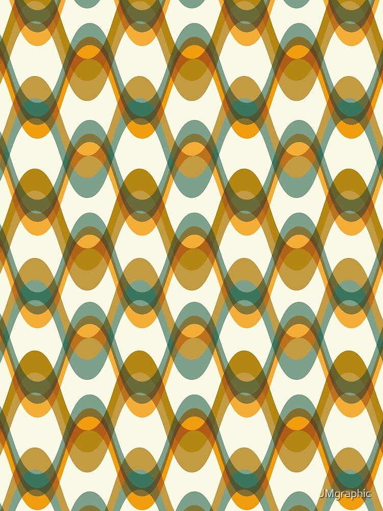70s Retro Wave Pattern – Teal, Mustard & Earthy Tones – Mid Century Modern Boho by JMgraphic