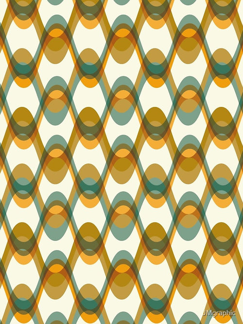 70s Retro Wave Pattern – Teal, Mustard & Earthy Tones – Mid Century Modern Boho by JMgraphic