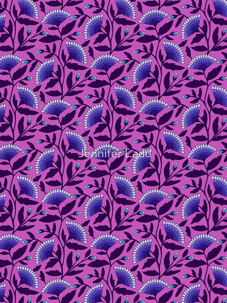 Bohemian blooms floral pattern in purple by Jennifer Ladd