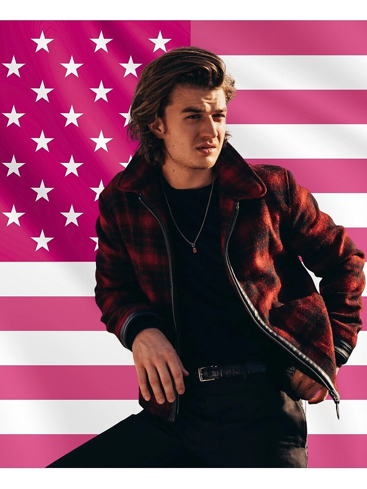 Joe Keery Steve Harrington Pink Flag by lavndershrtdays