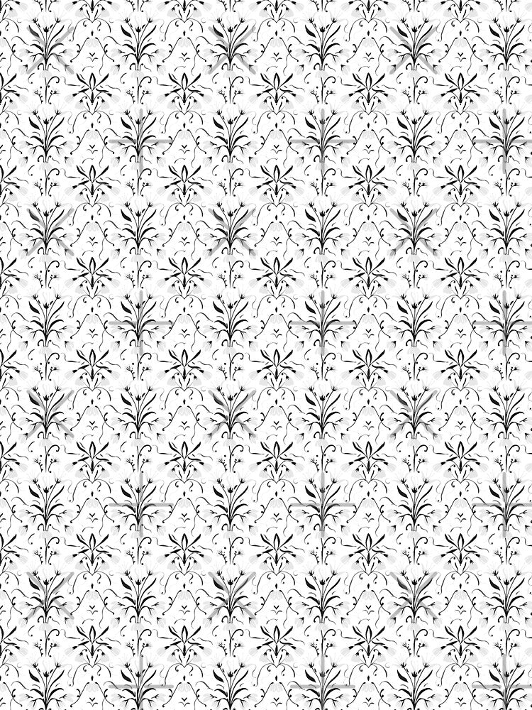 MInimalist Floral Pattern in Black and White by SamJanner
