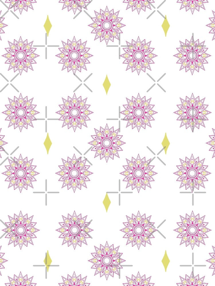 Flower patterns magenta on white by Chaoticzarts