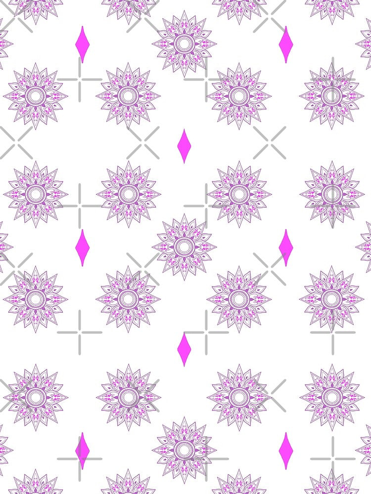 Flower patterns purple on white by Chaoticzarts