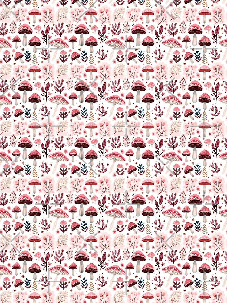Pink boho christmas mushroom pattern by ANU911